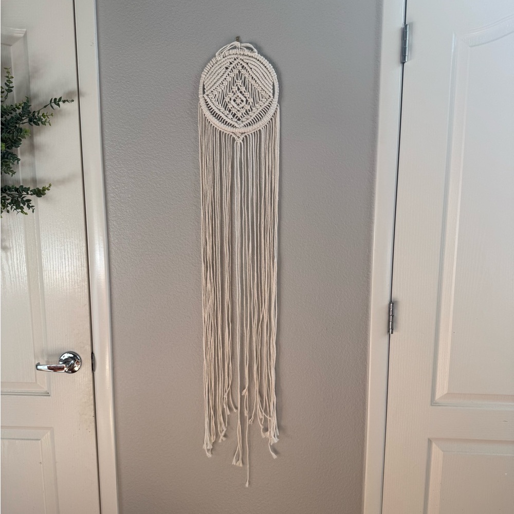 New Boho Cream 100% Cotton Macrame Wall Tapestry & Dream Catcher